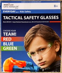 BISON LIFE Tactical Safety Glasses for KIDS, 3 pair Red, Green, & Blue