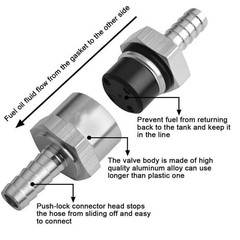 2Pcs 8mm 5/16″ Fuel Non-Return One Way Check Valve Petrol Diesel Oil Aluminum