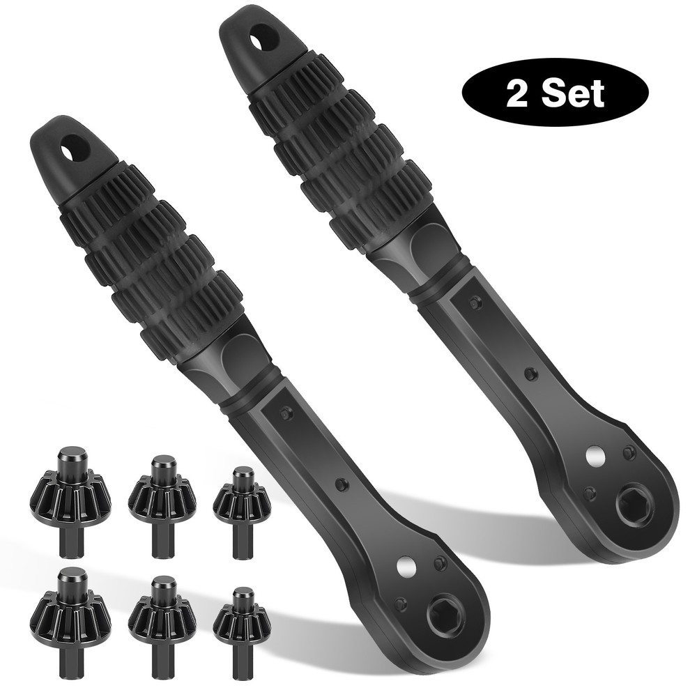 2x Universal Drill Chuck Key Kit Double End Ratchet Spanner with 6 Chuck Heads