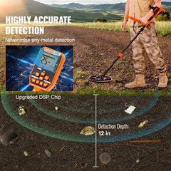 LCD Display Metal Detector 12 inch Coil Gold Digger Hunter IP68 Waterproof