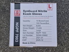 Synguard Nitrile Exam Gloves NGPF-7003, Case of 10 Boxes, 1000-Piece, Large Size