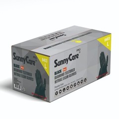 1000 SunnyCare® 8Mil Black Diamond Textured Nitrile Exam Gloves Powder Free L