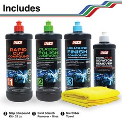 LAUCO 3-Step Kit – Steps 1 2 3 – 32oz, + Swirl Remover – 8oz, with a Towel,