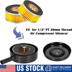 Air Compressor Noise Reducer Silencer Muffler Intake Air Filter Pump Metal Paper