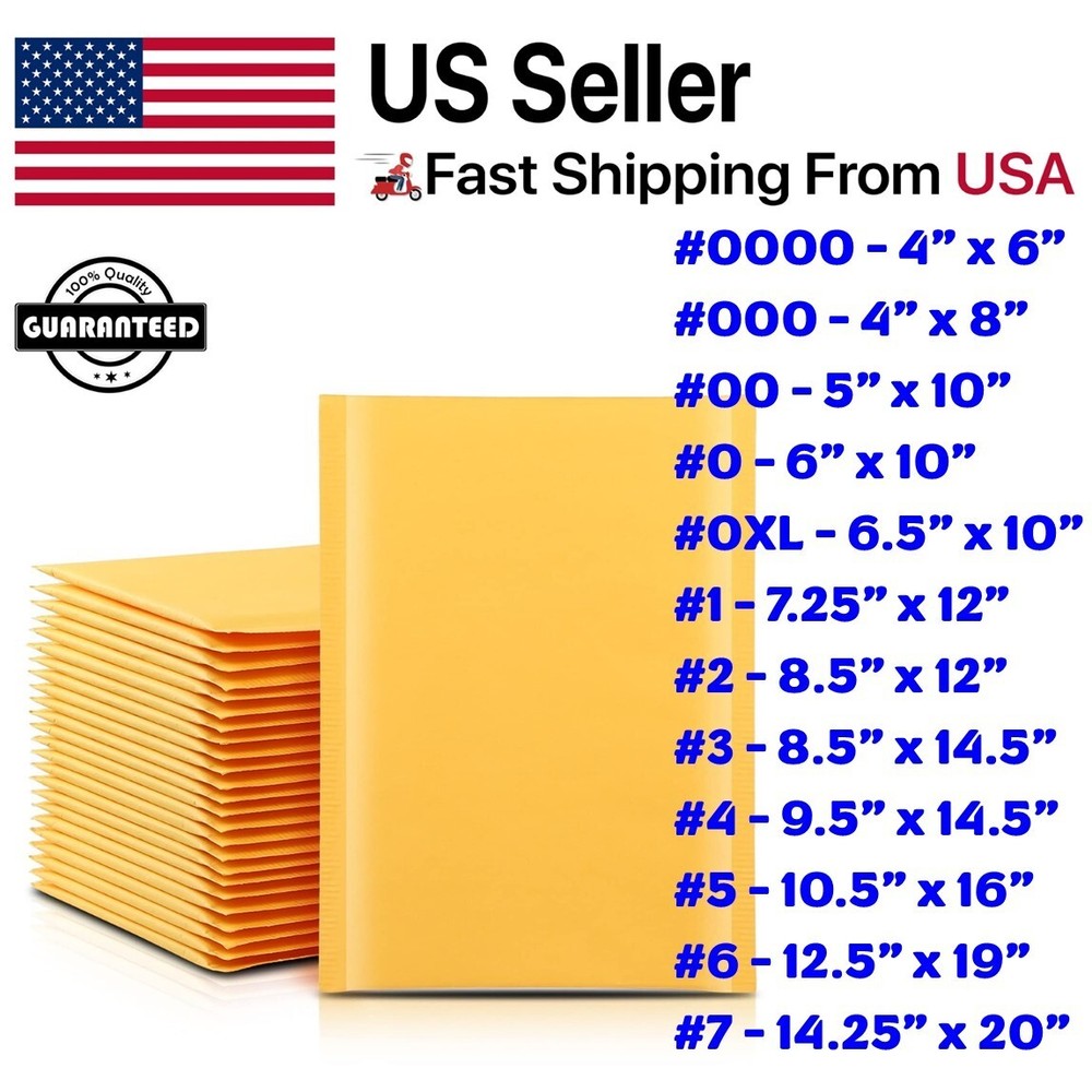 KRAFT BUBBLE MAILERS SHIPPING MAILING PADDED BAGS ENVELOPES SELF SEAL ANY SIZE