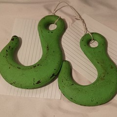 Lot of 2 Green Lifting Hooks, Unmarked Model, MPN Does Not Apply