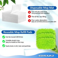 Ashsajkd 4Pcs for Swiffer Reusable Dry Sweeping Cloths Microfiber Wet Mop…