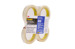Scotch Light Duty Packaging Tape 600 Clear High Clarity, 3/4 in X 72 Yd