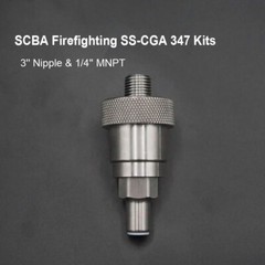 SCBA Firefighting SS-CGA 347 Kit 1/4 In MNPT Hand Tight Nut And 3 Inch Nipple