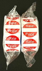 ⭐2 ROLL SPECIAL! ⭐ 1000 RED + WHITE PRICE LABELS STICKERS RETAIL STORE SALE TAGS