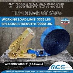 USA Heavy Duty 2″ x 20′ Motorcycle Utility Endless Ratchet Tie Down Strap
