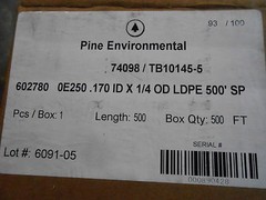 Pine Environmental LDPE Tubing .170” I.D. x 1/4” O.D., 500’ Roll (161-EW)