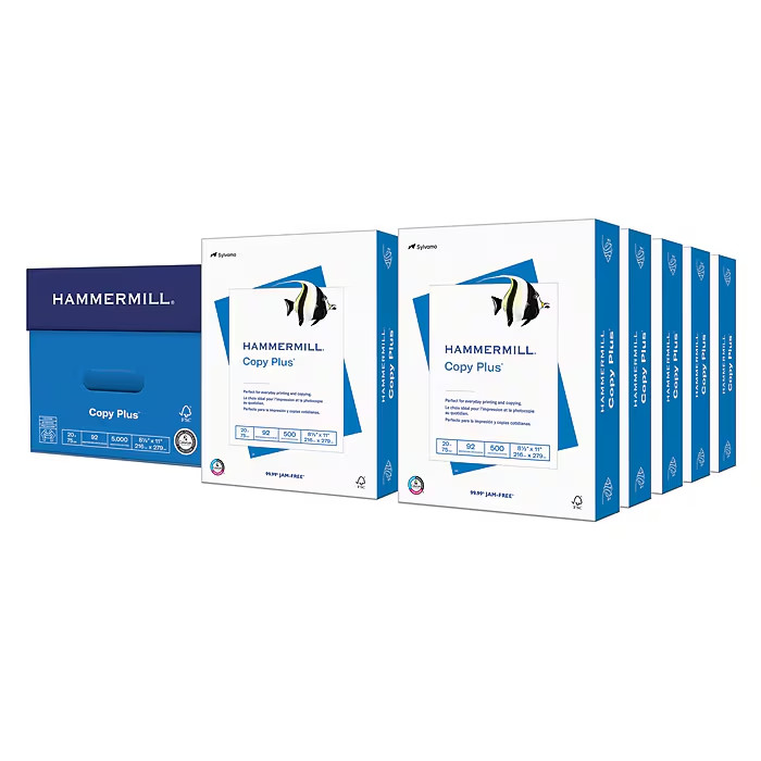 Hammermill Copy Plus Copy Paper 8.5×11 Letter 20lb 92 Bright 5000 Sheets Carton