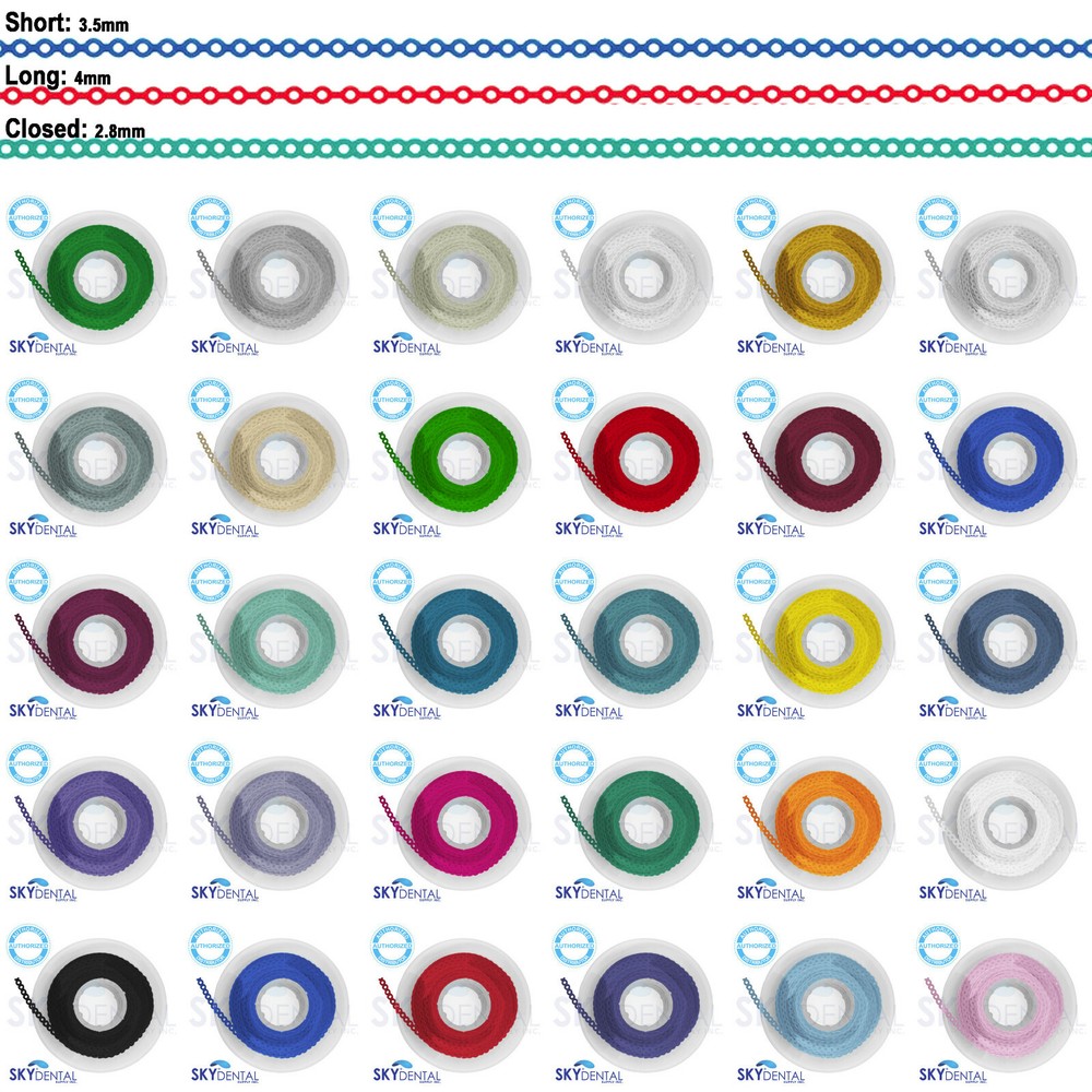 Elastic Power Chain Dental Orthodontic Rubber Braces Bands Short/Long 15′ Spool