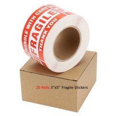 20 Roll 500/Roll 3×5 Fragile Stickers Handle With Care Thank You Shipping Labels