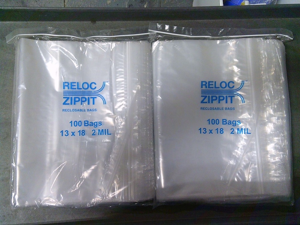 200 Reloc Zippit Bags 13×18 Clear 2 Mil Poly Reclosable Large Jumbo Size 13″x18″