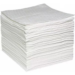 Absorbent Pads Oil Only 15×19 Inch Heavy Duty 100 Pack Polypropylene White