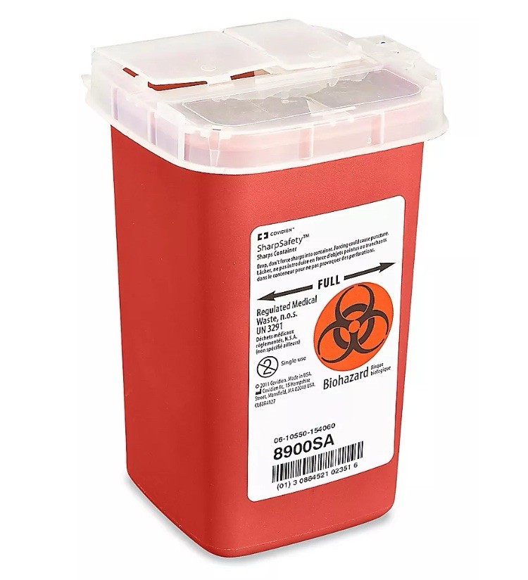 Covidien 8900SA SharpSafety Sharps Container, Phlebotomy, 1qt Capacity