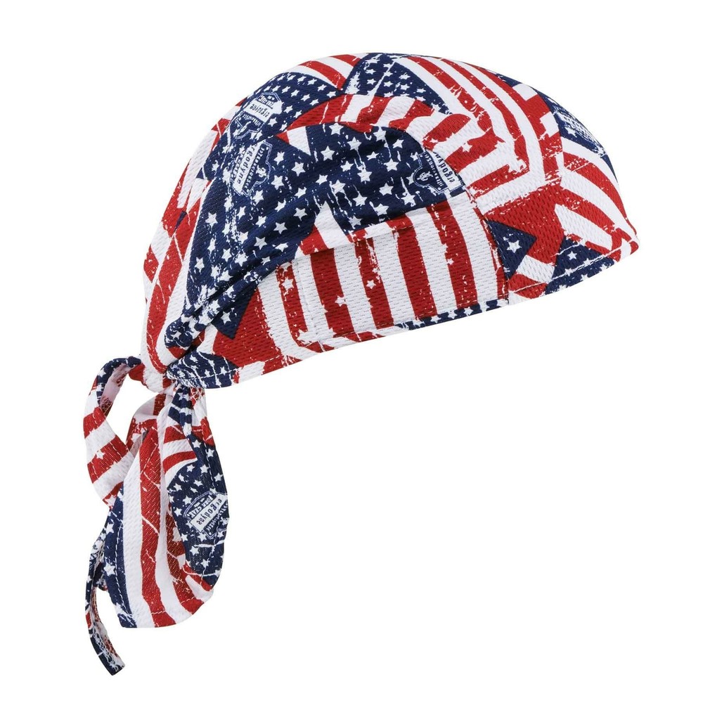 Ergodyne Chill-Its 6615 Absorptive Moisture-Wicking Dew Rag, Stars and Stripes