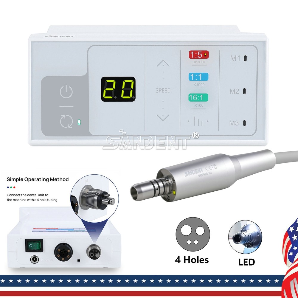 SANDENT Brushless LED Electric Micro Motor/1:5 Increasing Fiber Handpiece