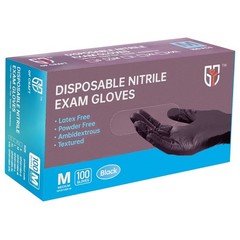 100 Pack Heavy Duty Black 6Mil Nitrile Disposable Gloves Latex-Free Powder-Free