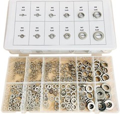 Split Lock and Flat Washer Assortment Set 304 Stainless Steel 400 Piece Silver