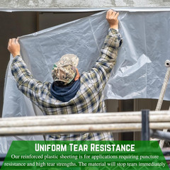 Dura Skrim 10 Mil Clear Plastic Sheeting – 24′ x 15′ Heavy Duty Vapor Barrier