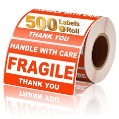 2″x3″ Fragile Stickers 500/Roll Fragile Label Sticker Handle With Care Mailing