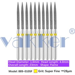 10pc Dental Super Fine/Fine/Medium Grit Diamond Burs for Handpiece Friction Grip