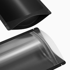 100/200/500 Matte Black Stand Up Food Packaging Bag with Window Rounded Corner