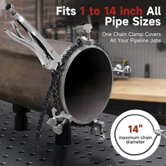 Adjustable Pipe Alignment Chain Pliers Clamp, Fit for Round Pipes up to 14″ in