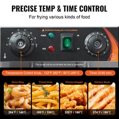 22L Commercial Electric Deep Fryer Countertop Deep Fryer w/ Dual Tanks 3000W