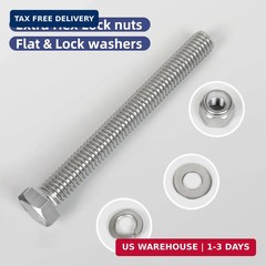 (12 Sets) 1/4-20 x 2 Hex Head Screw Bolt,Lock Nuts,Flat & Lock Washers Kits,304