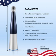 Dental LED Brushless Electric Micro Motor E-Type /1:1 LED Contra Angle Handpiece