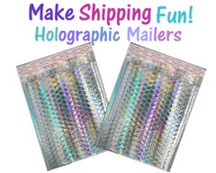 8.5×12 Holographic, Pink, Teal METALLIC BUBBLE MAILERS, Poly Padded Envelopes!