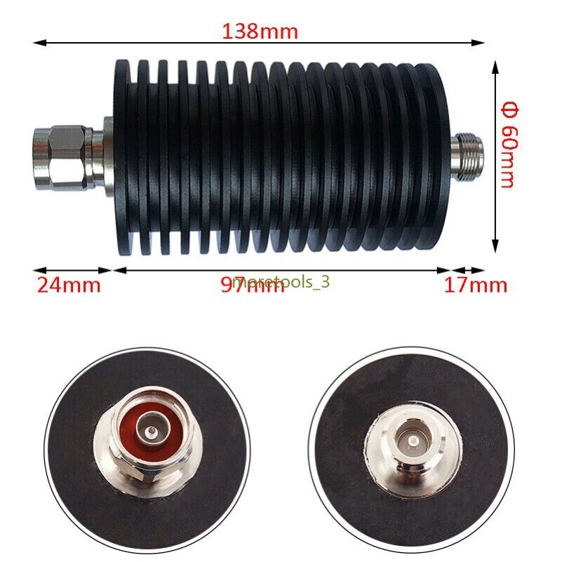 3db,6db,10d,15db,20db,30db,40db,50db, 60db 100 Watt rf Fixed Attenuator DC-3/4G-