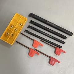 4pcs 7 8 10 12 mm Lathe Turning Tool Holder Boring Bar DCMT070204 Inserts Set