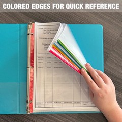 Color Edge Sheet Protectors 8.5 x 11 Inch Page Protectors 3 Ring Binder Standard