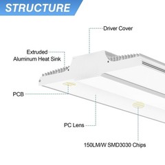 400W LED Linear High Bay Light Dimmable Warehouse Shop Gym Lighting 60000 Lumens