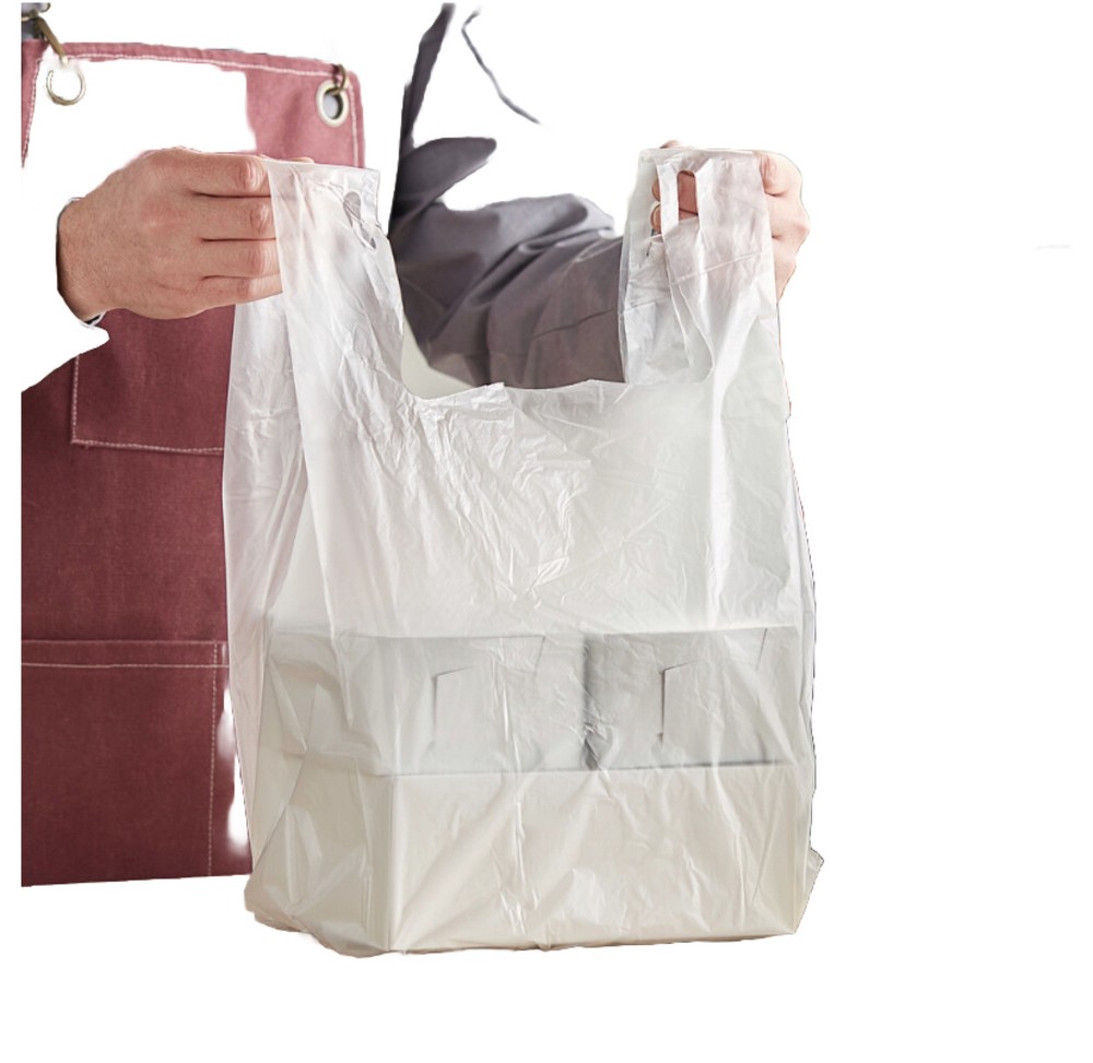 Bags 1/6 Large 21 x 6.5×11.5 Clear .51 Mil T-Shirt Plastic Grocery Shopping Bags