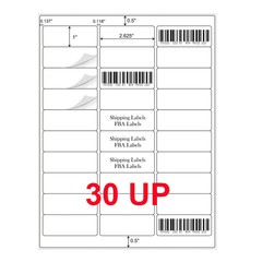1″ x 2 5/8″ Address Shipping Labels Stickers Self Adhesive 30 UP 30 Per Sheet