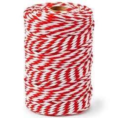 SMART&CASUAL Red and White Cotton Twine, 700 Feet Natural 700 Feet,