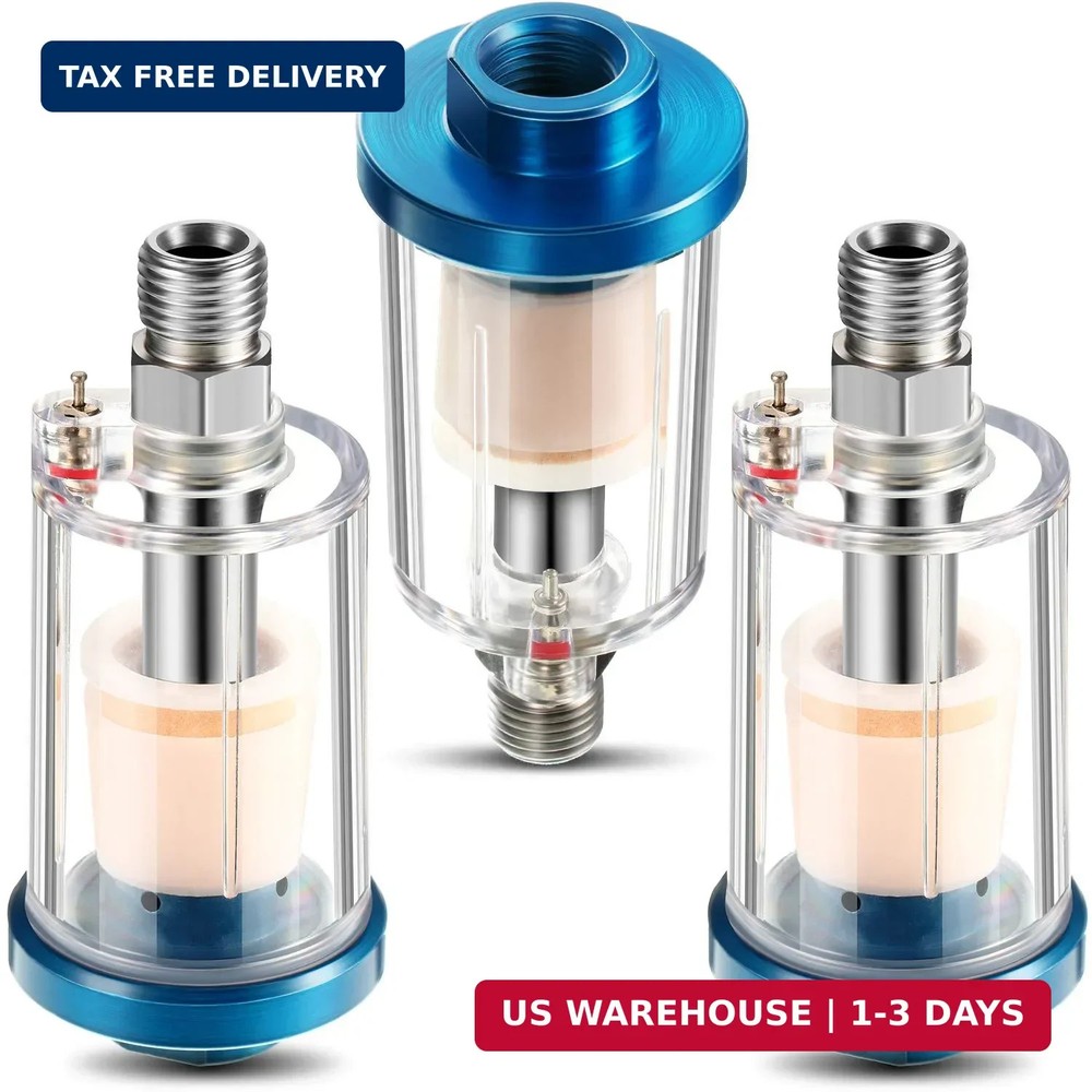 3 Pcs Compressed Air Filter Water Oil Separator 1/4 Inch NPT Inlet and Outlet Ai