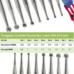Dental Round Latch Carbide Bur RA 1 2 3 4 5 6 7 8 Midwest For Slow Low Speed ty
