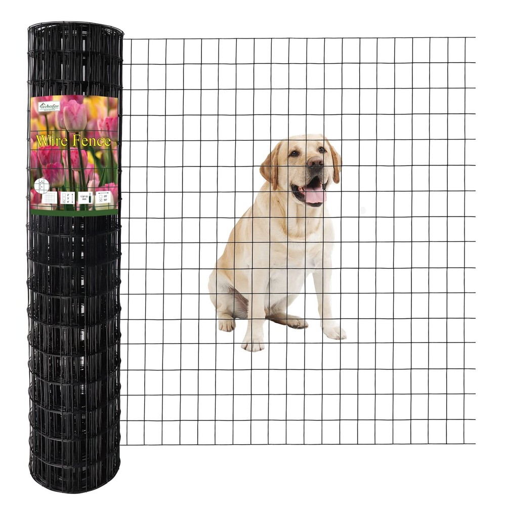 Black PVC Coated Welded Wire Fence 48 Inch x 50 Foot, 2 Inch x 3 Inch 16GA, G…