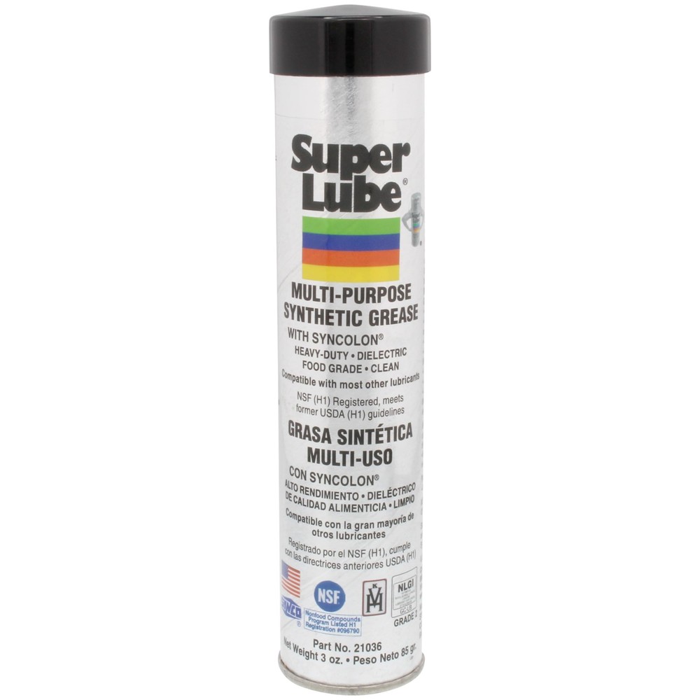 Super Lube 21036 Synthetic Grease (NLGI 2), 3 oz Cartridge, Translucent White