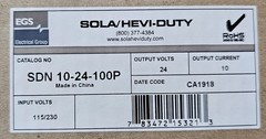 NEW in Box SolaHD SOLA/Hevi-Duty SDN 10-24-100P Power Supply 24VDC 10A