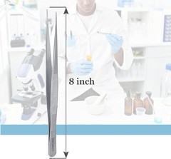 8″ Stainless Steel Precision Forceps with Fine Straight Serrated Tips for Lab