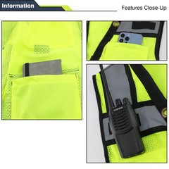 Class 2 High Visibility Reflective Safety Vests Women & Men With 15 Pockets A…