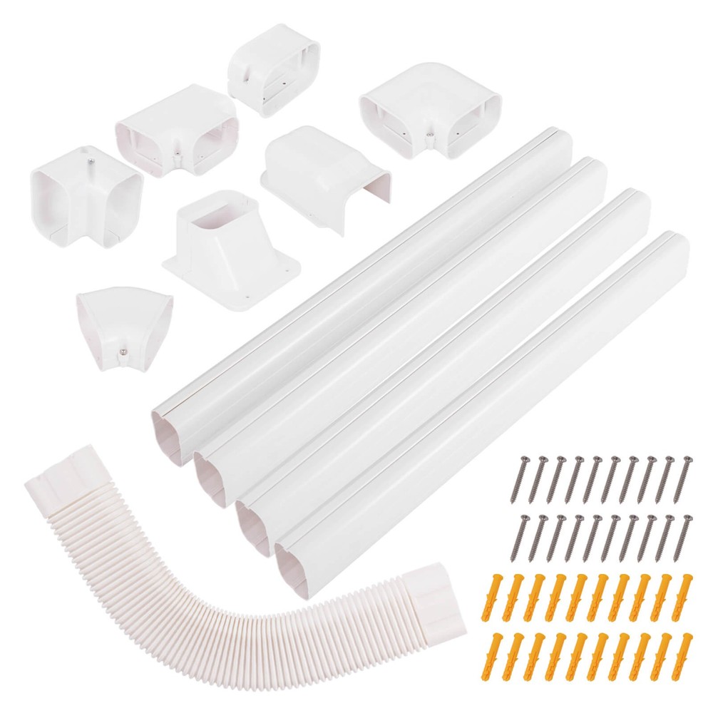 4″ PVC Decorative Mini Split Line Set Cover w/ Flexible Duct & Straight Duct